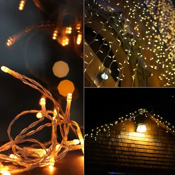 5M Vánoční Věnec LED Rampouch Opony String Světla Klesnout o 0,4-0,6 m Venkovní Okapu Zahradní Ulici Dekorace Svátek Světla