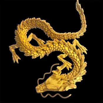 3D Tištěné Kloubové Drak Čínský Loong Flexibilní Realistické Vyrobena Ozdoba, Hračka, Home Office, Dekorace