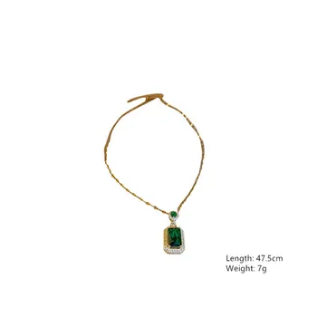 FYUAN Vynikající Zelený Krystal Náhrdelníky pro Ženy Geometrické Přívěsek Náhrdelníky Šperky Dárky