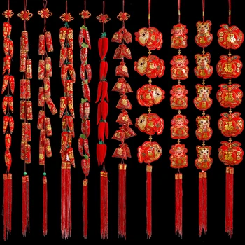 Čínské Jarní Festival Přívěsky Červené Chili Řetězce Žabka Štěstí tašky pro Domácí Rozvržení 2023 Čínský Nový Rok Dekorace