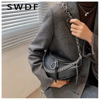 SWDF Luxusní Řetěz Pasu Taška pro Ženy Kožené Crossbody Hrudníku Balení Tašky Pasu Nové Módní Telefon Dámy ledvinky a Peněženky