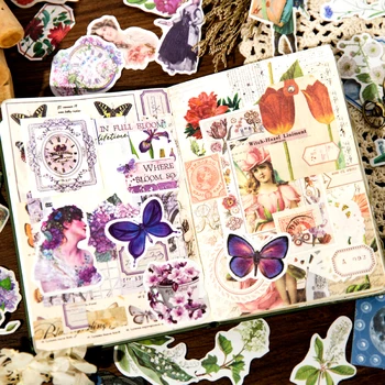 Yoofun 100pcs/pack Vintage Estetické Každodenní Život Samolepky Lady Butterfly Flower Label pro Scrapbooking Deníku Mléčné Karty, Aby