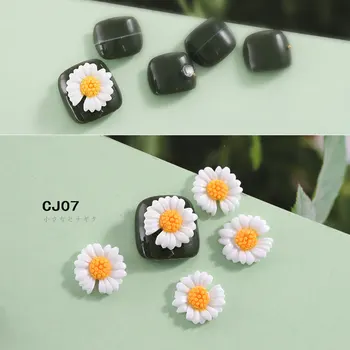 10ks 3D Daisy Nail Art Dekorace Krásné Květinové Barevné DIY Tipy, Ozdoby korejský Japonský Styl UV Gel Manikúra Příslušenství