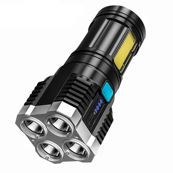 1x LED Silné Světlo Svítilna USB Anti-Exploze Čtyři Základní Zdroje Světla Svítilna Venkovní Quad-core High-jas Lampy