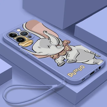 Kreslený Disney Dumbo Telefon Pouzdro Pro Apple iPhone 14 13 12 Mini 11 Pro XS MAX XR X 8 7 6S Plus Tekutý Lano Candy Kryt Coque Capa