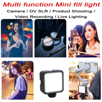 5,5 W Mini LED Video Světlo 6000K Fotografické Osvětlení Sestřih Kombinace Nastavení Jasu 1/4 Šroub Vlog Vyplnit Světlo