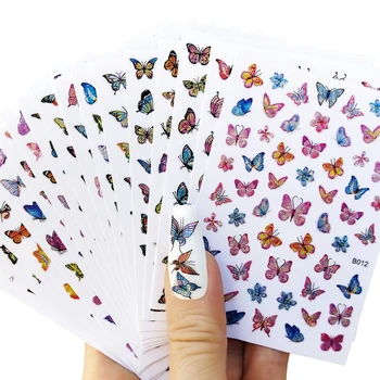 12ks/Set Multi-style Nail Art Samolepky 3D Butterfly Laser Lepicí Obtisk Ozdoby Feastival Série Slider Manikúra Dekorace B4