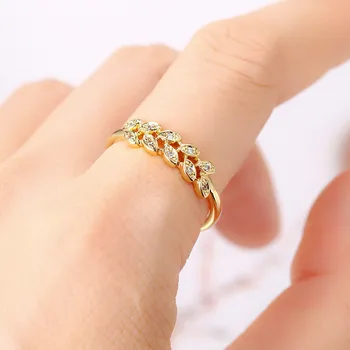 Crystal List Prsteny pro Ženy Nastavitelný Zlaté Barvy Prsten Šperky CZ korejský Styl Moissanite Šperky Dropship Dodavatelů KAR368