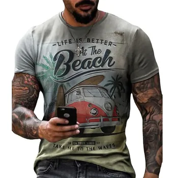 Letní Pánské T-shirt Evropské A Americké Street Pánské Módní T-shirt 3d Motocykl Horní Loose Pánské T-shirt Plus Velikosti Oblečení