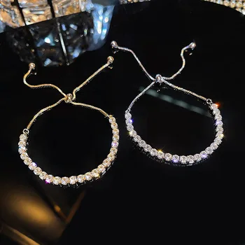 Nový Ultra-flash Diamond Design Temperament Pull-a-vytáhnout Náramek Pro Ženy, Korean Módní Náramek Narozeniny Šperky Dárky