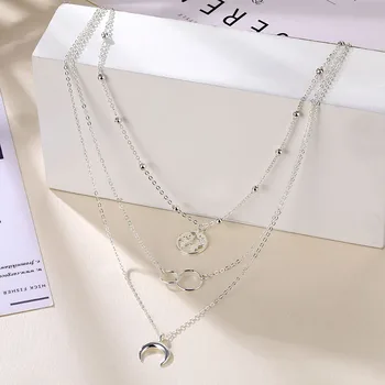 PŘÍBUZNÍ Českého Měsíc Vrstvené Náhrdelníky Pro Ženy Boho Mapě Řetězy Náhrdelník s Přívěskem Chocker Náhrdelník Set Šperků 2020