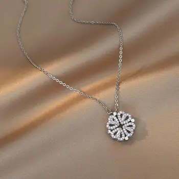 Módní Magnetické Skládací Srdce Náhrdelník pro Ženy, Roztomilé 4 Srdce Jetel Náhrdelník Ženy Šperky Dárek
