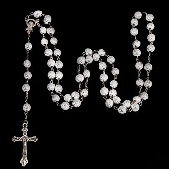 Klasické 8MM Spirálový Plastový Růženec Náhrdelník, Santa Maria Modlitba Náhrdelník, Křesťanský Kříž Náhrdelník Náboženské Šperky.