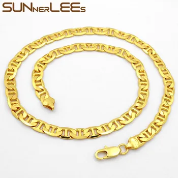 SUNNERLEES Módní Šperky Pozlacený Náhrdelník Obrubník Cuban Link Chain Pro Pánská Dámské Dárkové C58