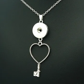 Nové Módní Krása Lásky klíč Kovová hračka přívěsek náhrdelník 60cm fit 12 mm/18 mm snap tlačítka snap šperky DJ0188