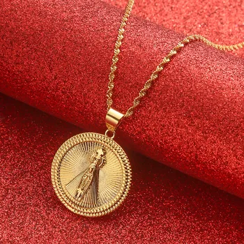 Zlatá Barva, Kulatý Our Lady Of Aparecida Jesus Cross Přívěsky Panny Marie Řetězy, Náhrdelníky Luxusní Šperky Příslušenství