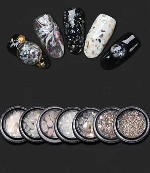 1 Box DIY Abalone Shell Kus 3D Kouzlo Nail Art Dekorace Plátek Krásy Nehtové Obtisky Manikúra Dekorace Šperky Nail Art Nástroj