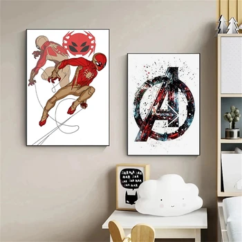 Marvel Superhrdina Domova Plátno Spider Man Otisky Iron Man Obraz, Plakát Wall Art Modulární Obrázky Pro Noční Pozadí