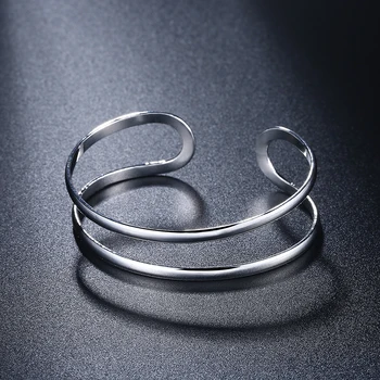 925 Sterling Silver Double Circle Line Náramek Pro Ženy, Svatební Zásnubní Módní Kouzlo Party Šperky
