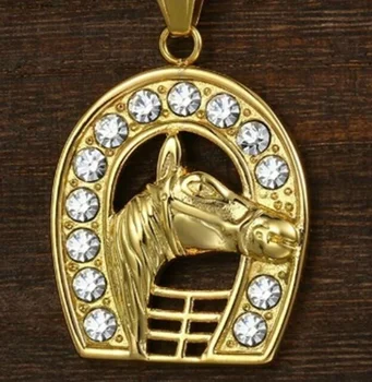 Módní Luxusní Trend Osobnosti Zvířat Zlaté Barvy Kůň Hlavu Přívěskem Náhrdelník pro Muže Šperky
