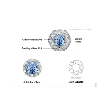 JewelryPalace Kolo, Přírodní Modrý Topaz 925 Sterling Silver Stud Náušnice pro Ženy Prohlášení Drahokam Šperky Dárek k Výročí