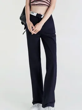 ZHISILAO Módní Vysokým Pasem, Rovné Kalhoty Dámské Vintage Streetwear Širokou Nohu Plné Délky Kalhoty Mujer Letní 2022