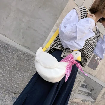 2019 Dámské 3D Bílá Kachna Husa ve Tvaru Tašky Kabelky Crossbody Tašky Dívky Rameno Messenger Bag Ženy Mujer Kabelka pro Ženy