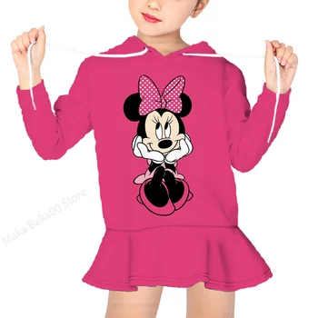Podzimní a Zimní Disney Mickey Mouse Dívky Krátký Svetr Šaty Tisk Ležérní Mikina Karikatura Děti Nosit Pohodlné Horní