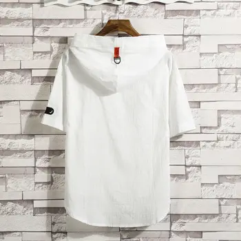 2022 Pánské T-shirt volné móda plná barva s Kapucí T-shirt módní Hong Kong styl krátký rukáv pánské T-Shirt Top