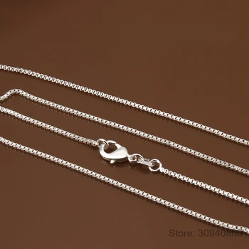 7 Dostupná Velikost Čistého Stříbra 925 1 mm/2 mm Box Řetězce Náhrdelník Ženy Muži Děti Dívka 40/45/50/55/60cm Šperky kolye collares