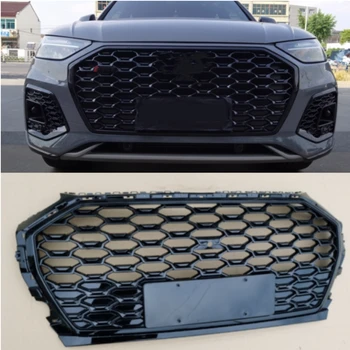 Pro RSQ5 style přední sportovní šestihranné pletivo honeycomb kryt černý gril pro Audi Q5/SQ5 2021-2022 auto díly