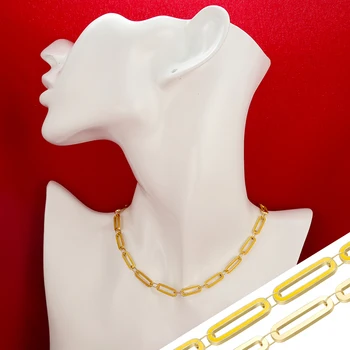 ZHUKOU Módní 5.7x445mm Mosaz zlatá barva náhrdelník Náhrdelník tenký řetěz Náhrdelník pro ženy, Šperky model:VL47