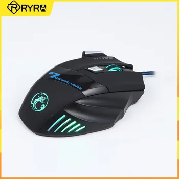 RYRA RGB LED Herní Myš X7 Optických 7 Tlačítek 5500/3200dpi USB Drátová Ergonomická Herní Myš s Podsvícením Silent Pro Notebook PC