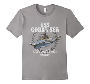 USS Coral Sea (CV-43) Letadlová loď T-Shirt. Letní Bavlna O-Neck Krátký Rukáv Pánské Tričko Nové S-3XL