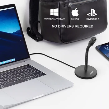 FIFINE Mini USB Mikrofon pro Diktování.Desktop Plug&Play Mikrofon pro Počítač, Notebook, PC. pro konference,Hraní her, Streamování