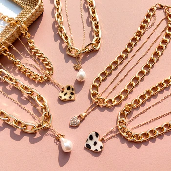 ZOSHI Módní Robustní Řetěz Náhrdelníky Pro Ženy Vintage Multi Vrstvy náhrdelník Náhrdelník Prohlášení Náhrdelník Zlaté Barvy