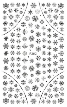 1Sheet 3D Bílé Zlato Vánoční Jezdce Nail Sticker Nálepky sněhové Vločky Nový Rok Lepicí Fólie pro Manikúru Krásu Dekor Samolepky