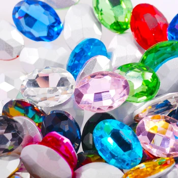 20ks Elipsy Tvar Glitter Nail Drahokamu 4*6mm Barevné Sklo Crystal Stone 3d Manikúra Nail Art Dekorace Diamanty
