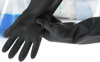 HOLDWIN černá Kyseliny a zásady odpor, odolnost vůči korozi kyselinovzdorné rukavice Písek blaster rukavice 60*20cm