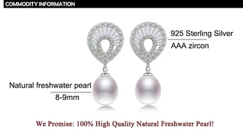 ZHBORUINI 2019 Pearl Náušnice Přírodní Sladkovodní Pearl Drop Tvar Zirkon Velké Náušnice, 925 sterling Silver Šperky Pro Ženy Dárek